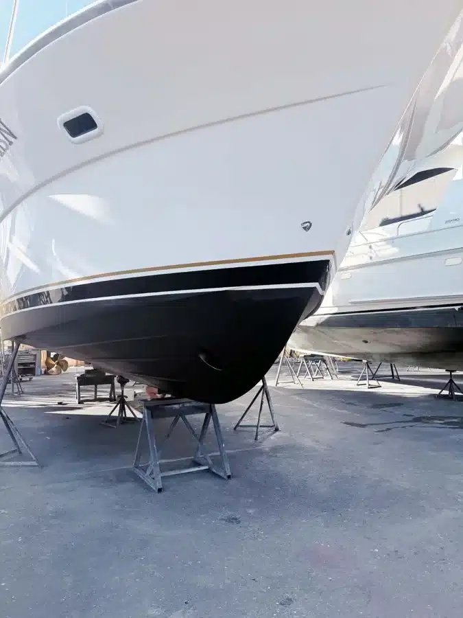 Boat maintenance at Fenwicks Marina.