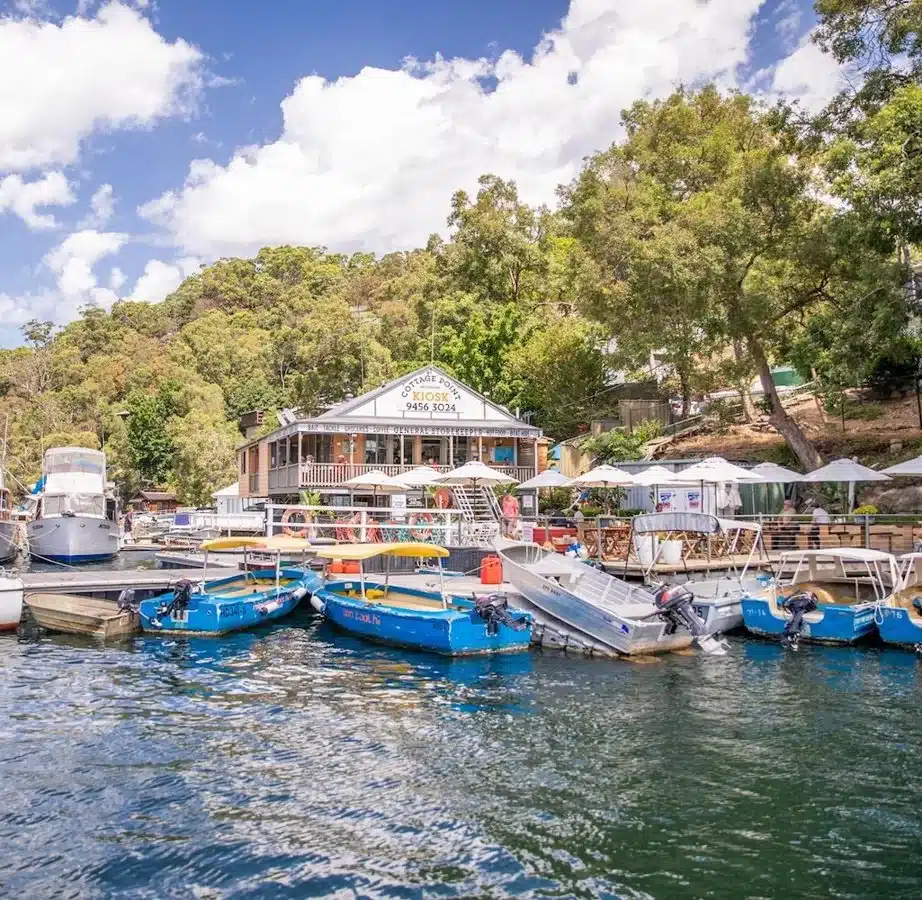 Cottage Point Kiosk and its waterfront.