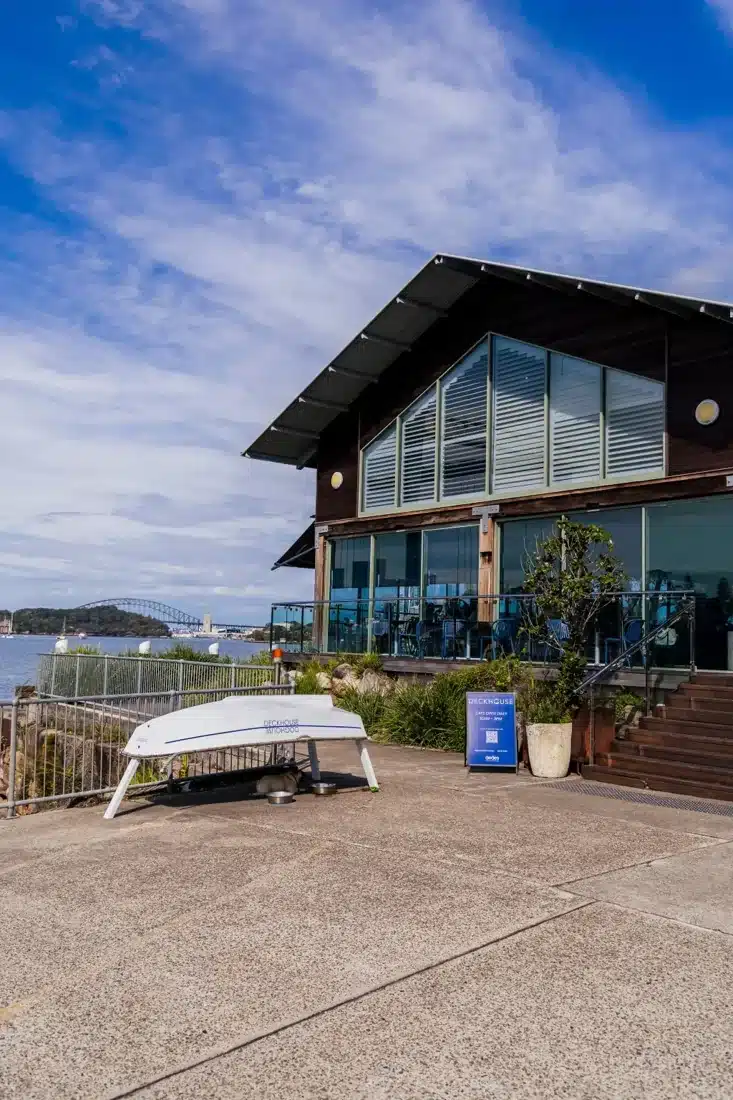 Deckhouse exterior with Sydney Harbour in the background