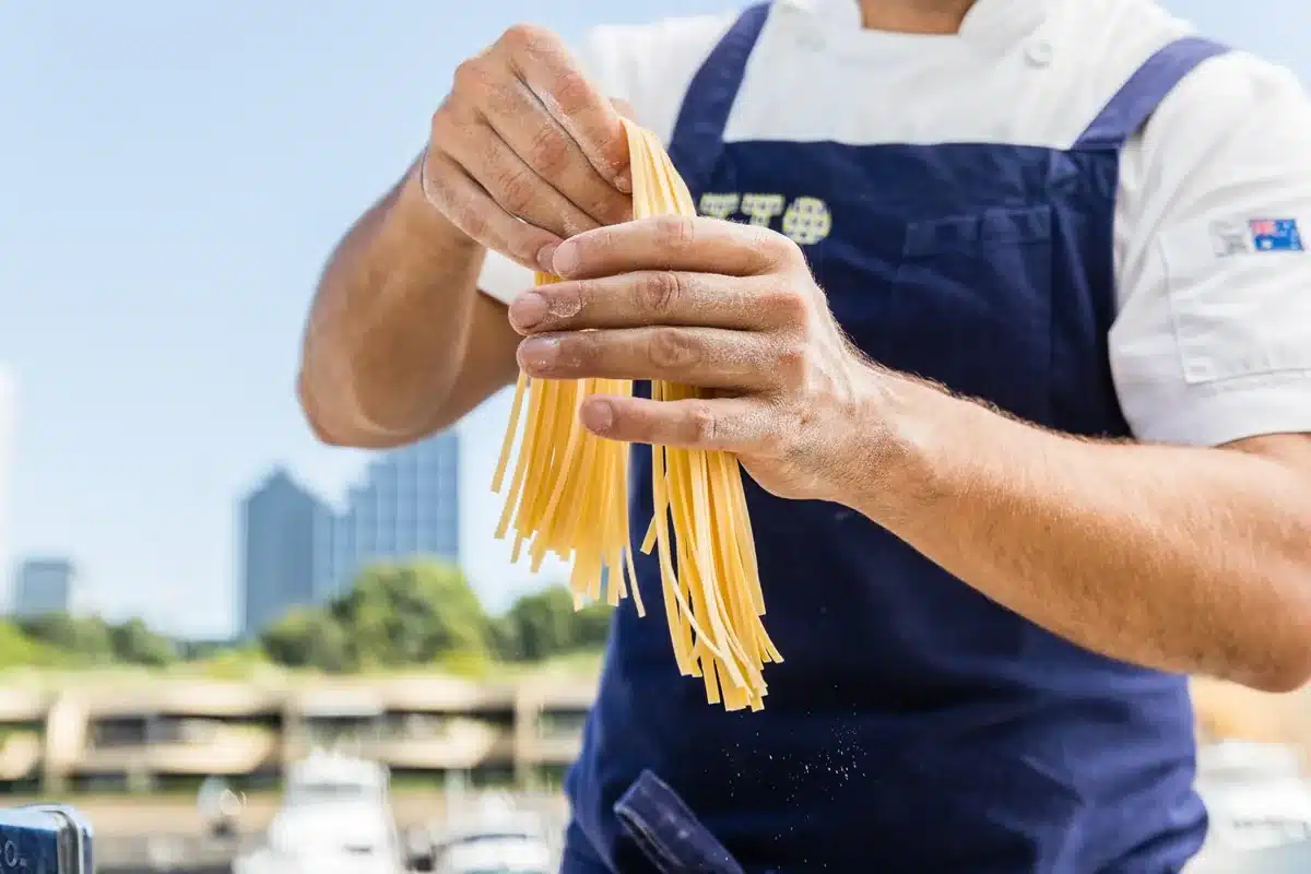 Food preparation at OTTO, Woolloomooloo.