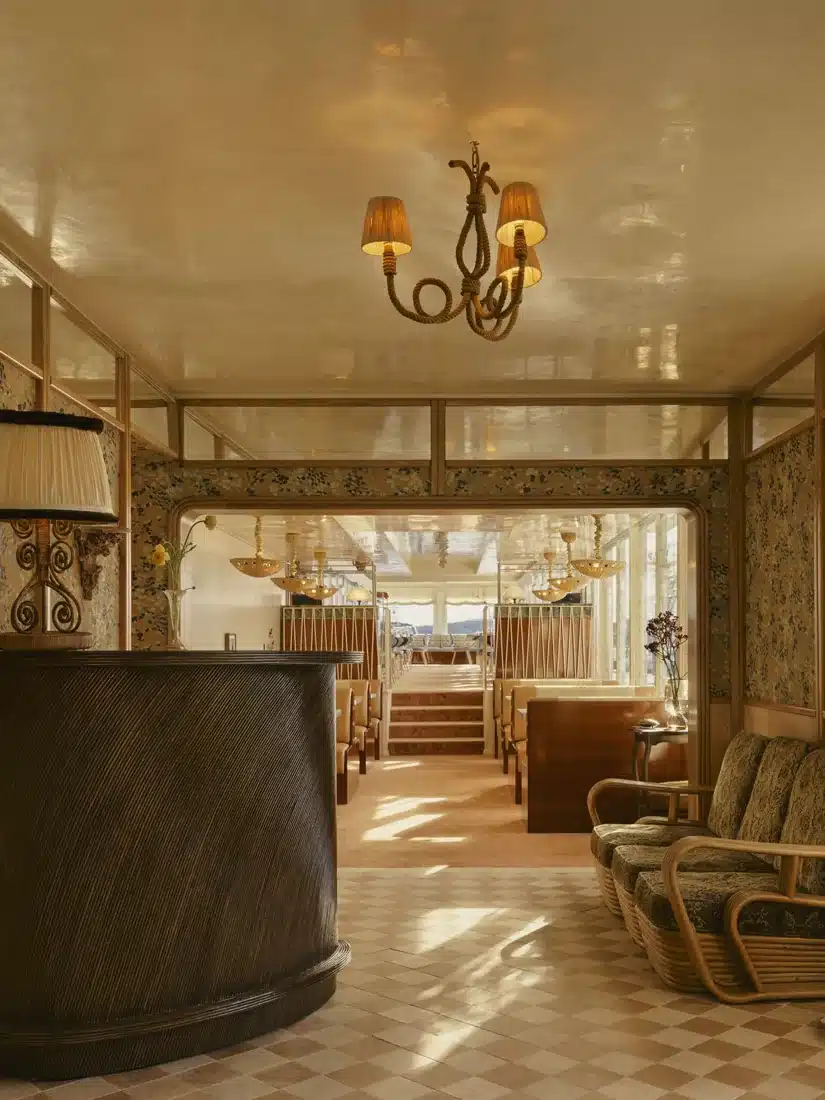 Riva restaurant interior with a view towards Rose Bay