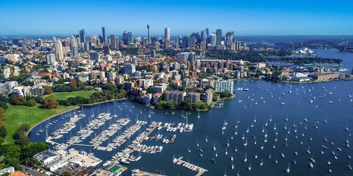 Rushcutters Bay Marina and its waterfront.