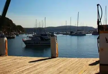 The waterfront at Careel Bay Marina.